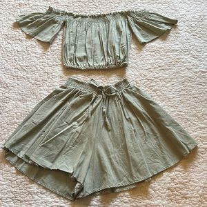 Matching flowy shorts and crop top